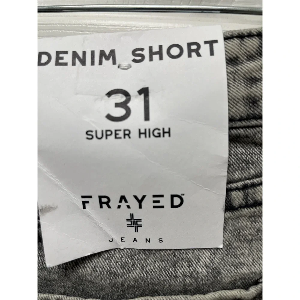 FRAYED Super High Rise Distressed Denim Rolled Cuff Shorts 31 stonewashed black